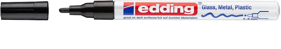 Edding 751 Lackmarker – Rundspitze 1–2 mm – Schwarz – für Glas, Metall und Kunststoff