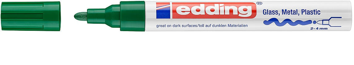 Edding 750 Lackmarker – Rundspitze 2–4 mm – Grün – für Glas, Metall und Kunststoff