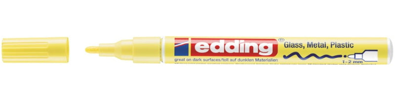 Edding 751 Lackmarker – Pinselspitze 1–2 mm – Pastellgelb, 10er-Pack – für Glas, Metall und Kunststoff