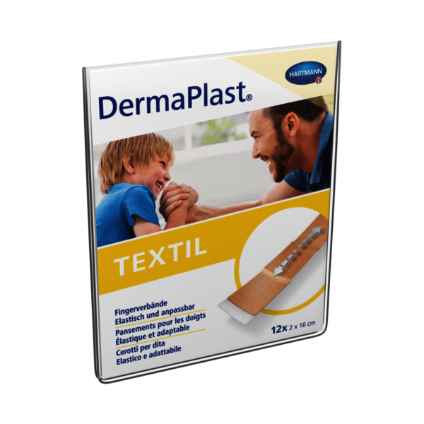 DermaPlast Textiler Fingerverband – hypoallergen, elastisch – braun – 20 × 160 mm – 12 Stk.