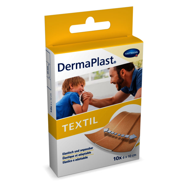 DermaPlast Pflaster – hypoallergen, zuschneidbar – braun – Textil – 60 × 100 mm – 10 Stk.