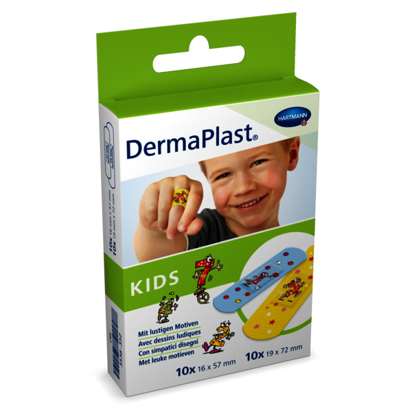 DermaPlast Kids Stripes Pflaster – hautfreundlich, wasserabweisend – mehrfarbig – sortiert – 20 Stk.
