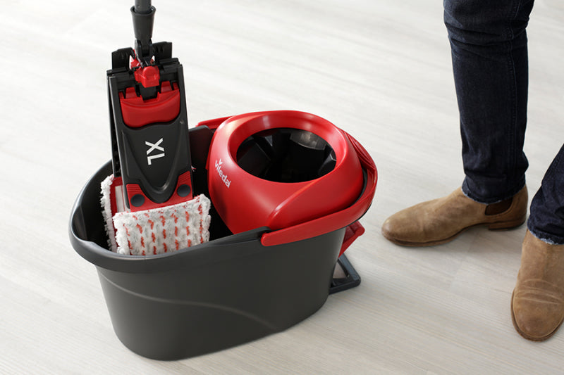 Vileda UltraMat XL Komplettbox Turbo – Bodenwischer-Set – Wischbreite 42 cm, Teleskopstiel, Rot