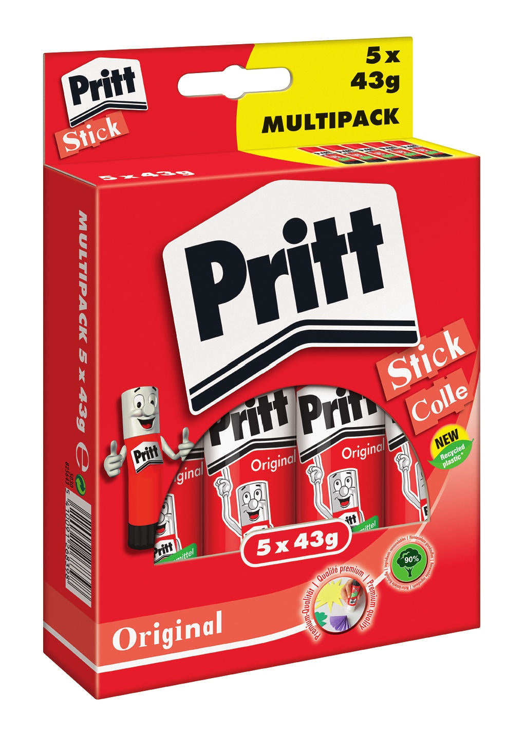 Pritt Klebestift – 5 × 43 g, für Papier, Karton, Stoff