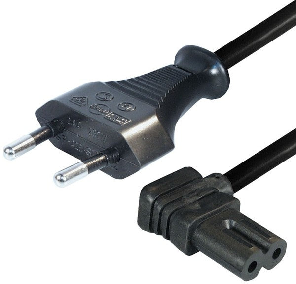 NIWOTRON Netzkabel – T26–IEC C7, 1,5 m, 250 V/2,5 A, schwarz