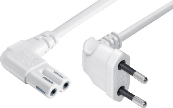 NIWOTRON Netzkabel – T26–IEC C7, 2 m, 250 V/2,5 A, weiss