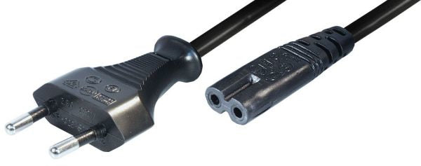 NIWOTRON Netzkabel – Eurostecker (CEE7/16) – IEC C7, 5 m, 250 V/2,5 A, schwarz