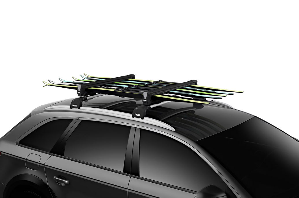 Thule SnowPack Skiträger – für 6 Skier & 4 Snowboards – 87 × 7 × 10 cm – schwarz, abschliessbar