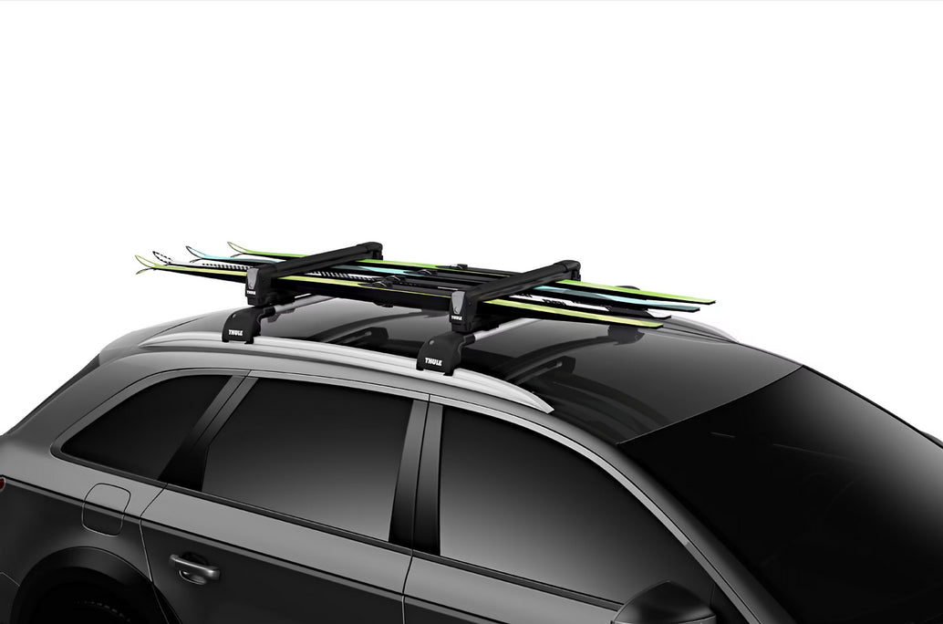 Thule Skiträger SnowPack – abschliessbar – für WingBar/SlideBar/SquareBar – 4 Skier, 2 Snowboards – schwarz