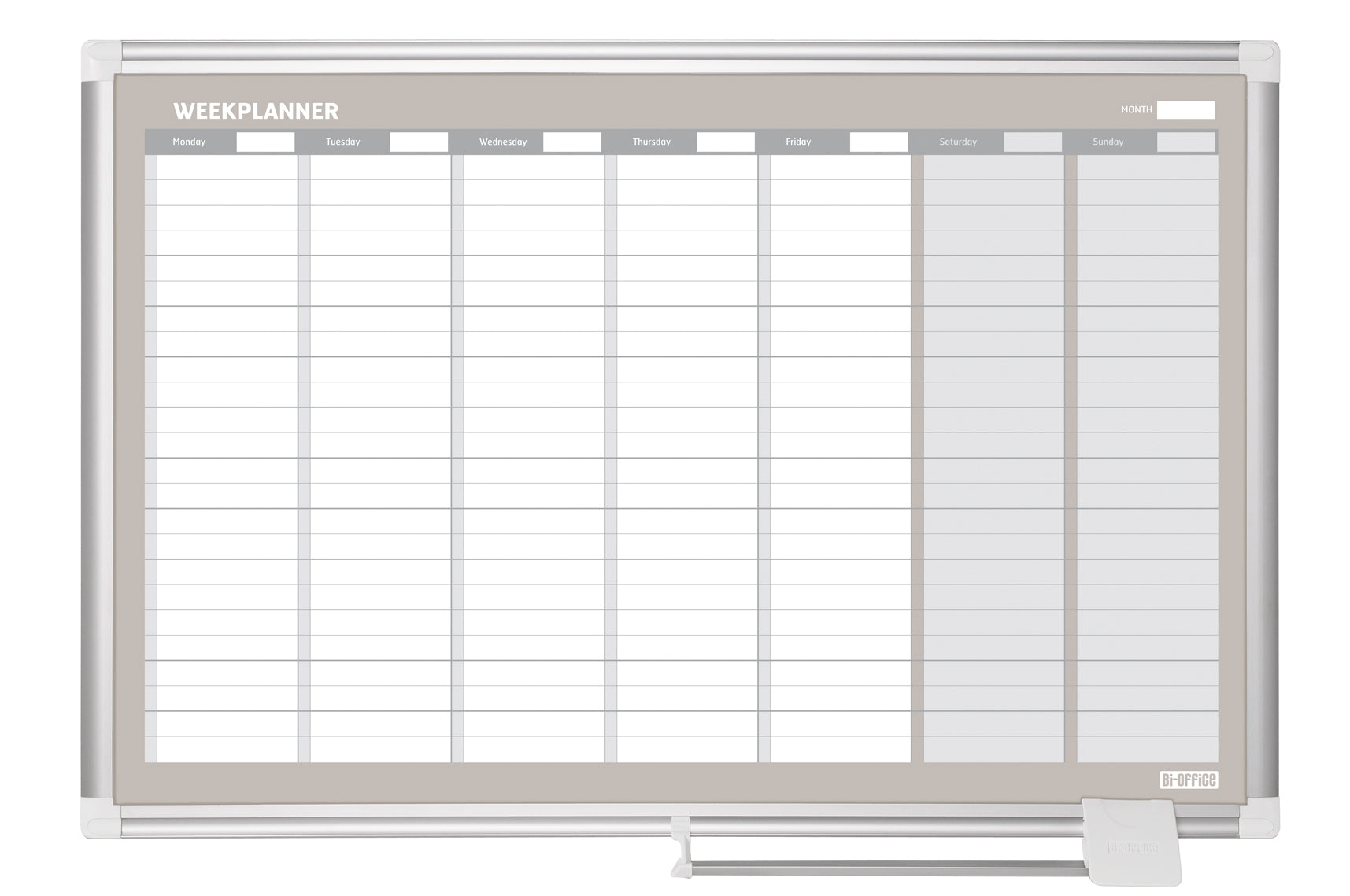 Bi-Office Whiteboard – Silber, Weiss, 90 × 60 cm, Wochenplaner