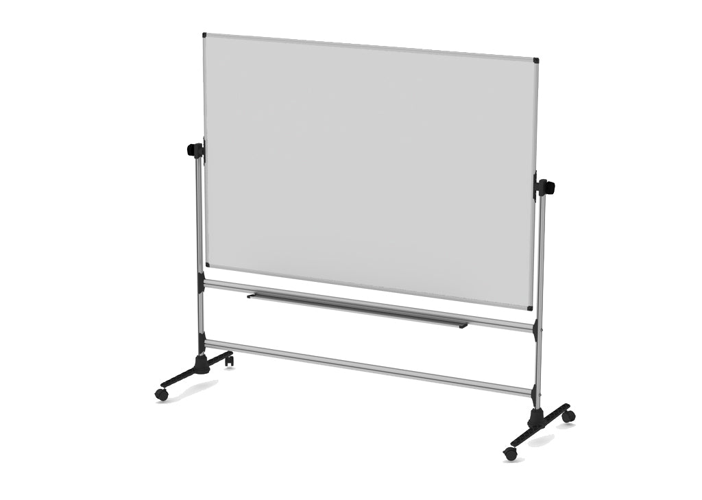 Bi-Office Whiteboard – 180 × 120 cm, Emaille, magnetisch, Aluminiumrahmen, mit Ständer, beidseitig, drehbar