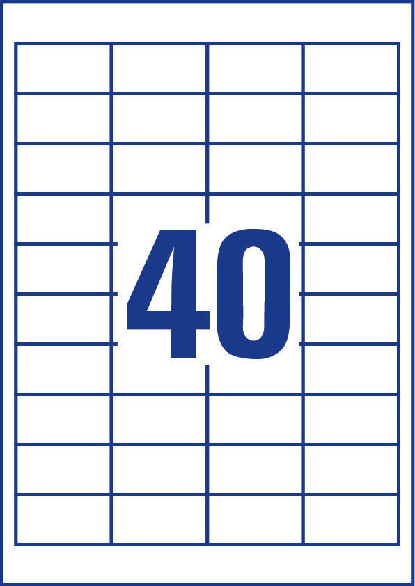 Avery Haftetiketten, 48,5 mm × 25,4 mm, weiss, Papier, permanent, 4000 Stk. (100 Blatt)