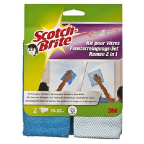 Scotch-Brite Fensterreinigungstuch SBWT715 – Blau – 30 × 32 cm – Mikrofaser – 2er-Set