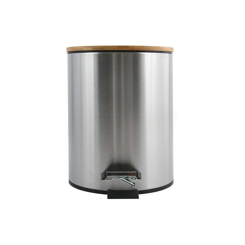 Spirella Tisch-Abfallbehälter – 3 l – mit Deckel – Edelstahl, Bambus – Ø 170 × H 225 mm