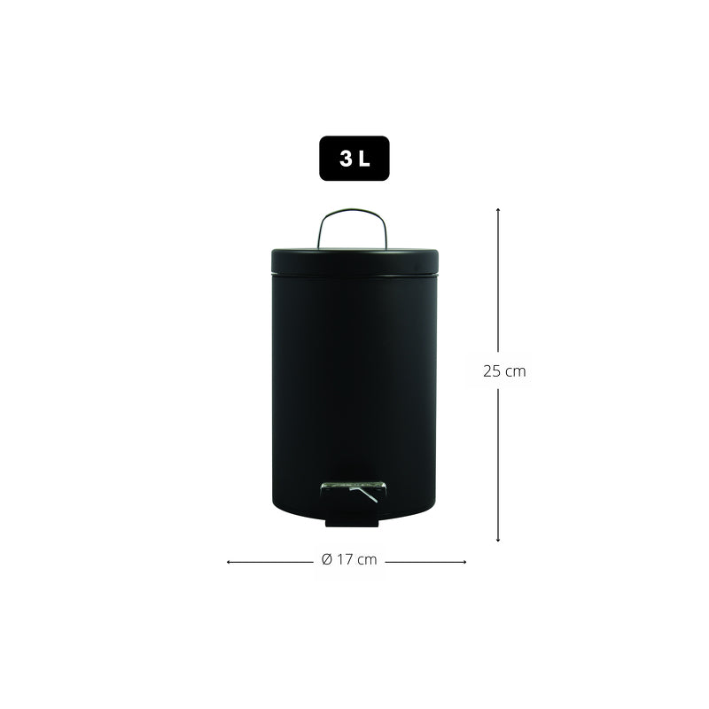 MSV Treteimer – 3 l – Stahl, rund – schwarz