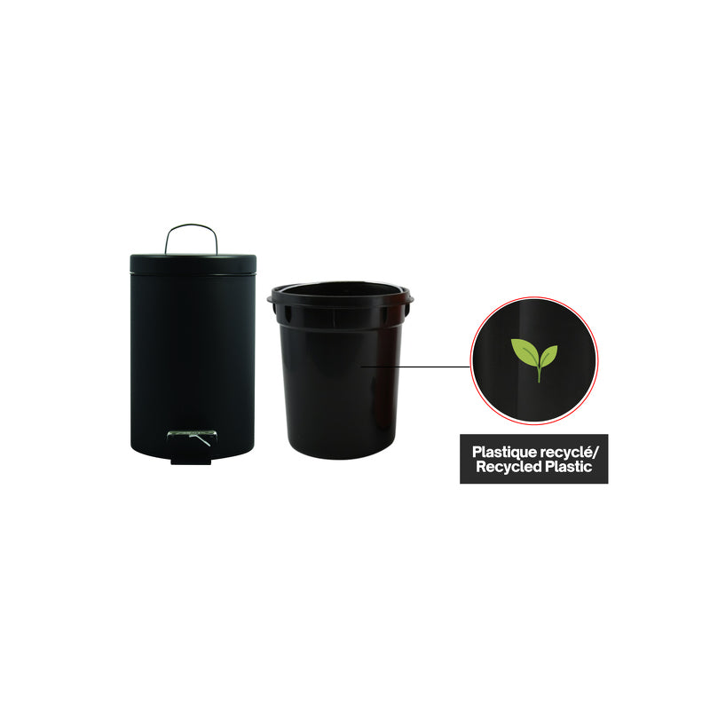 MSV Treteimer – 3 l – Stahl, rund – schwarz