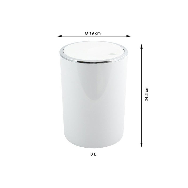 MSV Tisch-Abfallbehälter Kamaka – 6 l, mit Deckel – Kunststoff, weiss – Ø 190 × H 242 mm