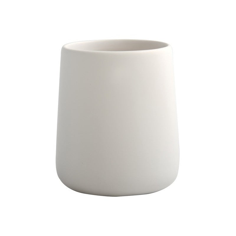 MSV Zahnputzbecher Maonie – 8,5×10 cm, Keramik, Weiss matt