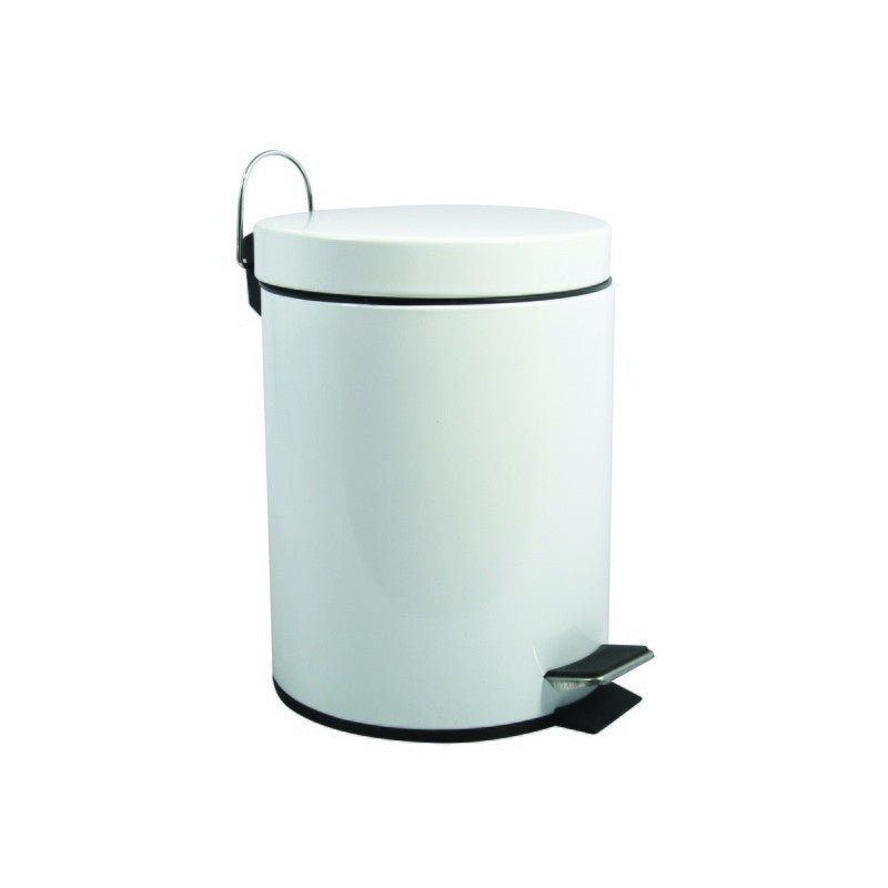 MSV Treteimer – 5 l – Edelstahl, rund – weiss