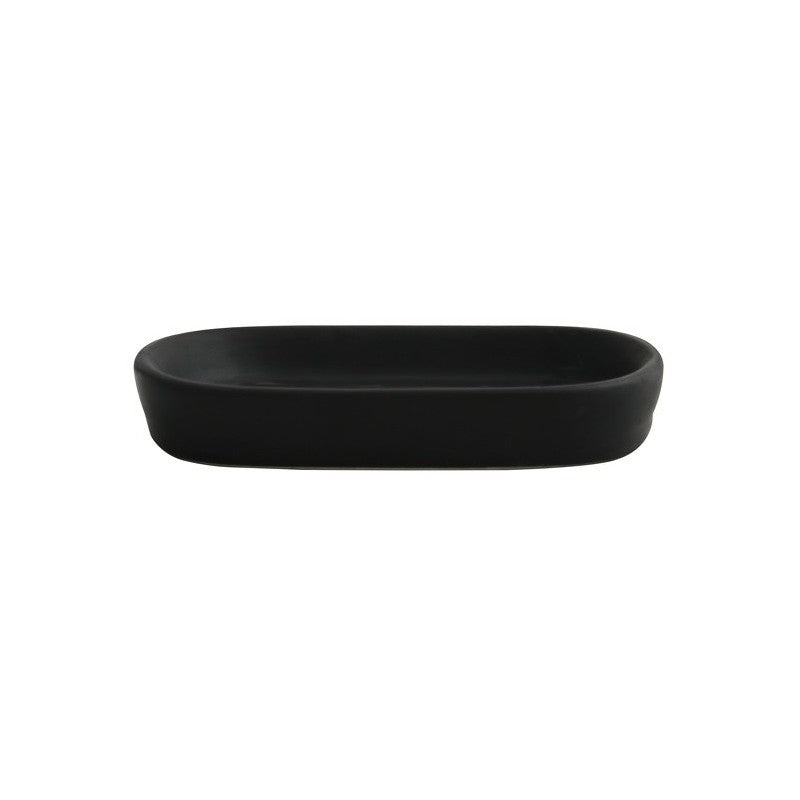MSV Seifenschale – Keramik, 9×13,9×2,4 cm, Schwarz matt