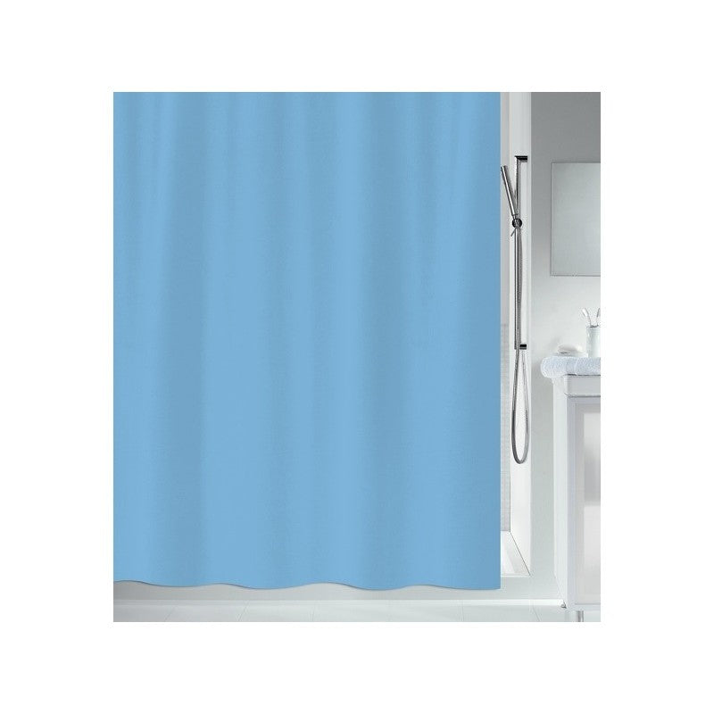 Spirella Duschvorhang – 180×180 cm, Polyester (PES), Ring-Befestigung, Hellblau