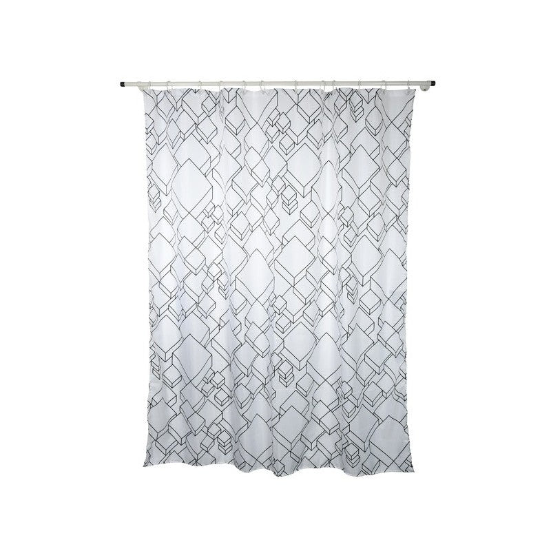 Spirella Duschvorhang – 180×180 cm, Polyester, mit Ringen, Weiss, gemustert