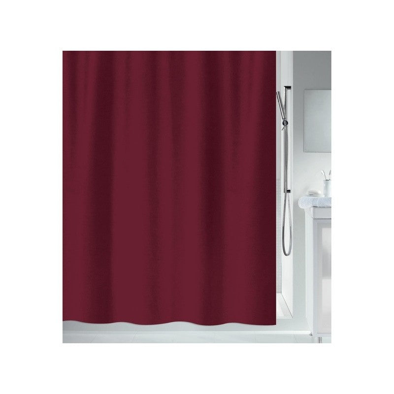 Spirella Duschvorhang Primo – 180×180 cm, Polyester, Ringaufhängung, Burgund