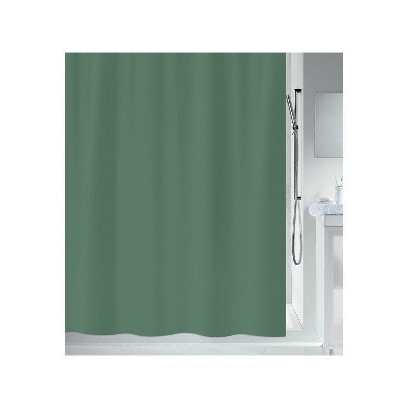 Spirella Duschvorhang – 180×180 cm, Polyester (PES), mit Ringen, Dunkelgrün