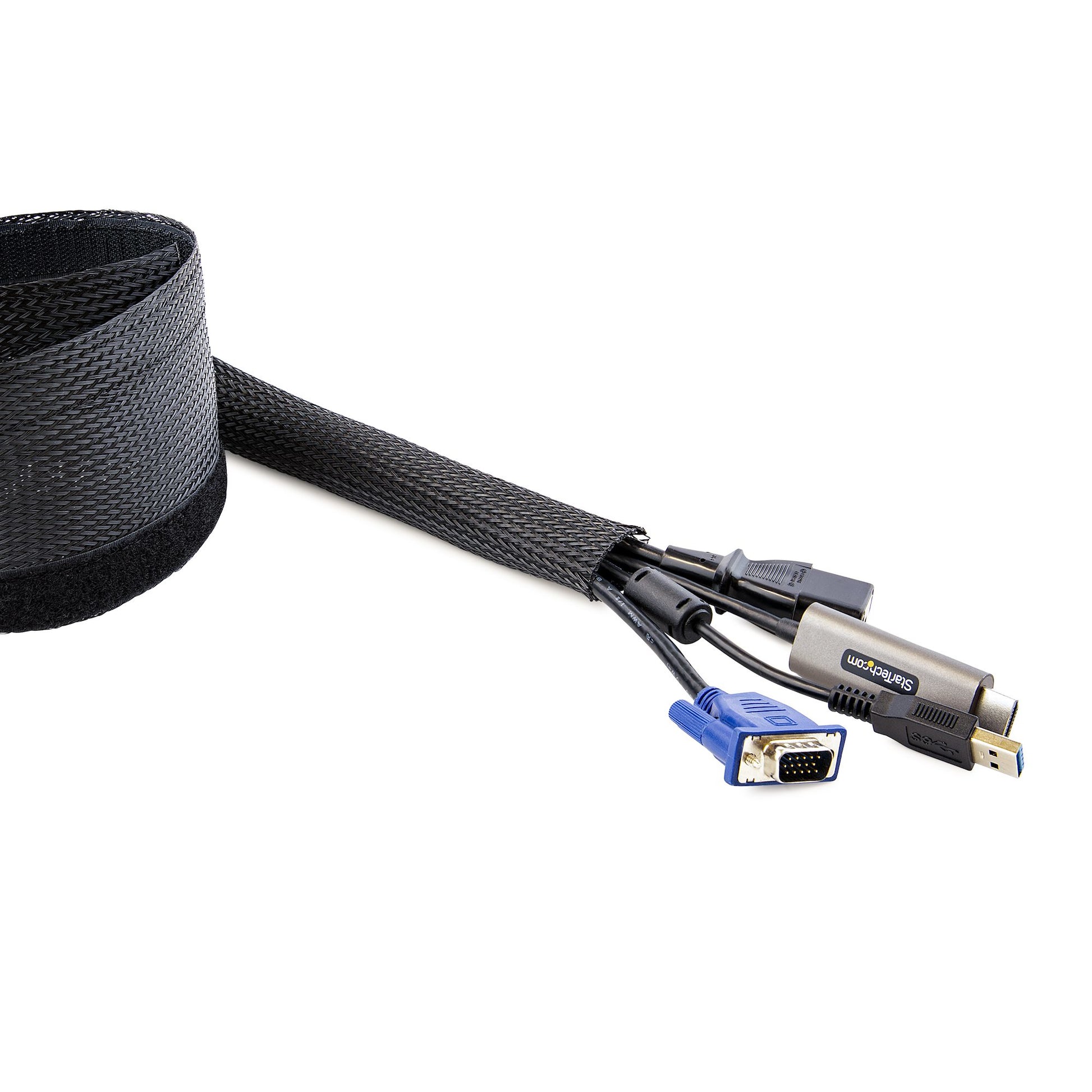 StarTech.com Kabelmuffe – 90 mm × 3 m – Kürzbar, hochbelastbar – Nylon/Polyester – Schwarz