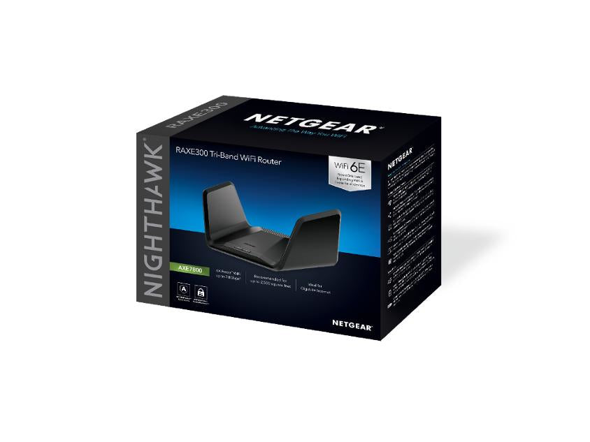 NETGEAR RAXE300 – WLAN-Router – Wi-Fi 6E Tri-Band (2,4/5/6 GHz), 6,6 Gbit/s