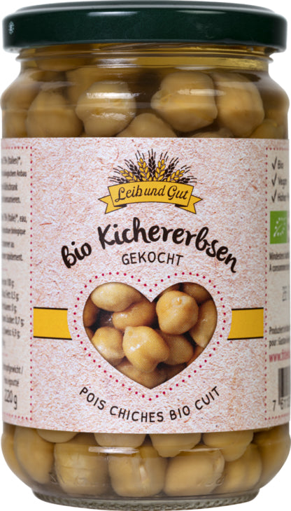 Leib und Gut Gekochte Kichererbsen – Bio, Vegan – 300 g