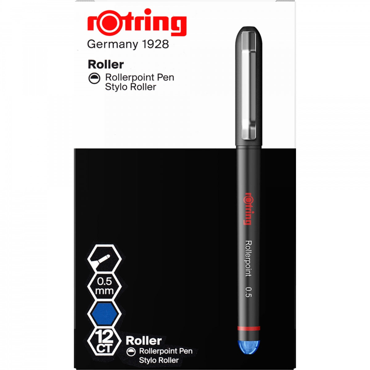 Rotring Rollerpoint 2146105 – Tintenroller, 0,5 mm, Blau, mit Kappe, Kunststoff, sortiert