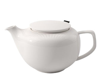 Villeroy & Boch Afina Teekanne – 440 ml, Ø 11,5 cm, H 9,1 cm, Porzellan, Weiss, mit Deckel, Kunststofffilter