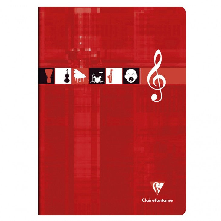 Clairefontaine Notenheft A4, liniert, Klammerheftung, Karton, 48 Seiten, 90 g/m² – sortiert