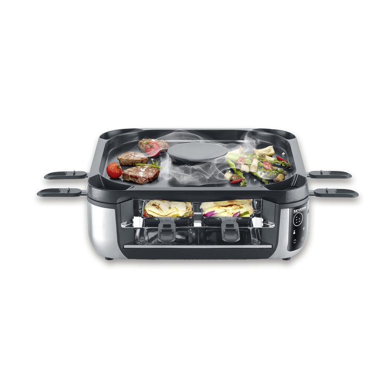 Severin Raclette-Grill RG 2379 – 8 Personen, Keramikbeschichtet, 1900 W – Schwarz/Silber