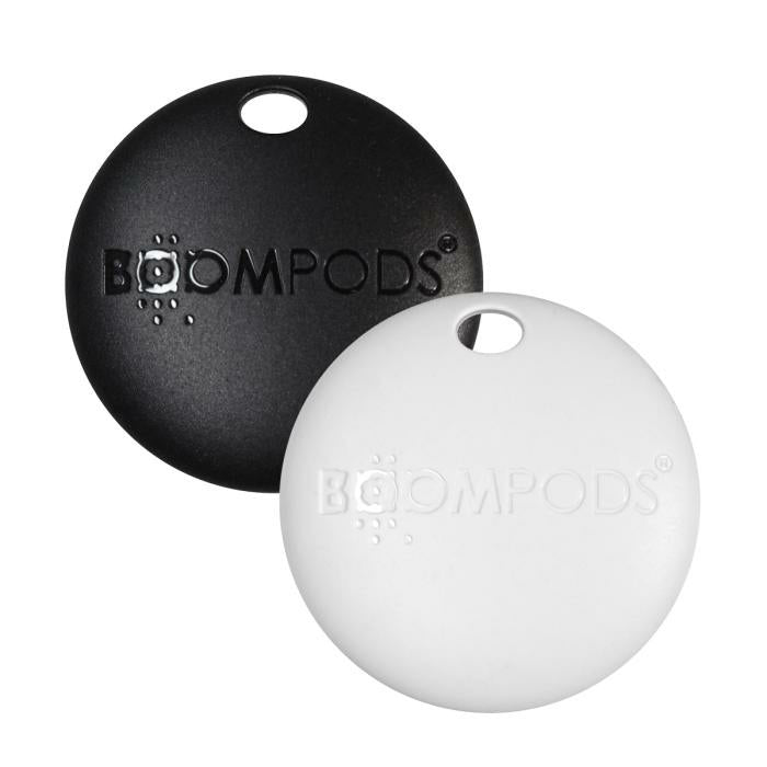 Boompods Boomtag – Bluetooth-Tracker – für Apple Wo ist? – IPX5 – 2er Pack – Schwarz/Weiss