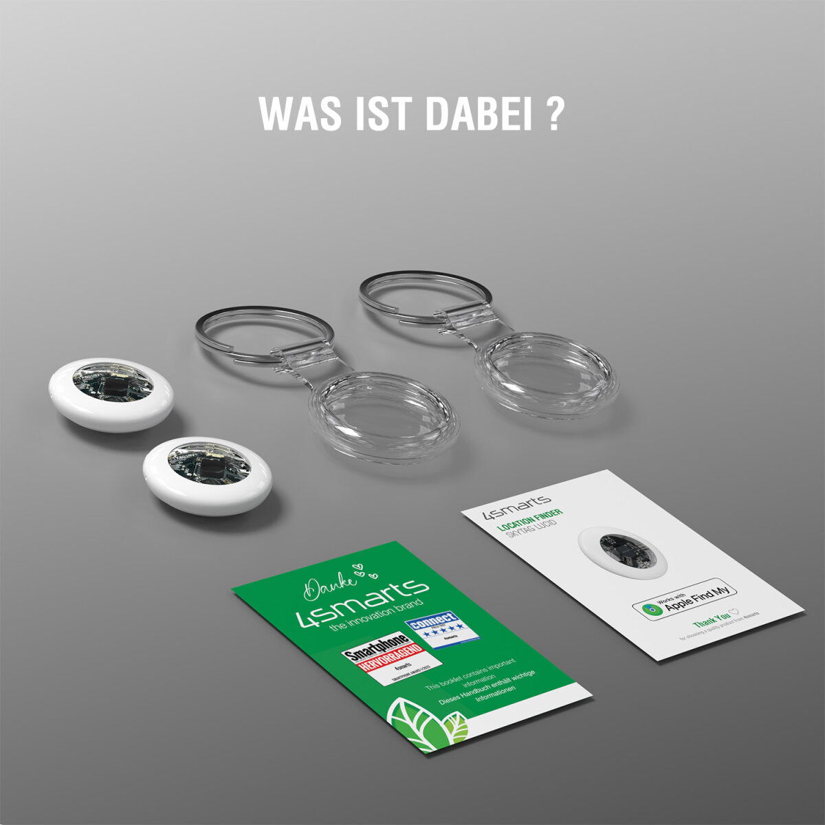 4smarts Bluetooth-Tracker Skytag – für Apple Find My-App, 95 × 105 × 15 mm, Weiss, 40 g