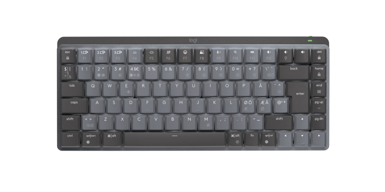 Logitech MX Mech Mini – Tastatur, kabellos (Bluetooth), mechanisch, einfarbige Beleuchtung, Dunkelgrau