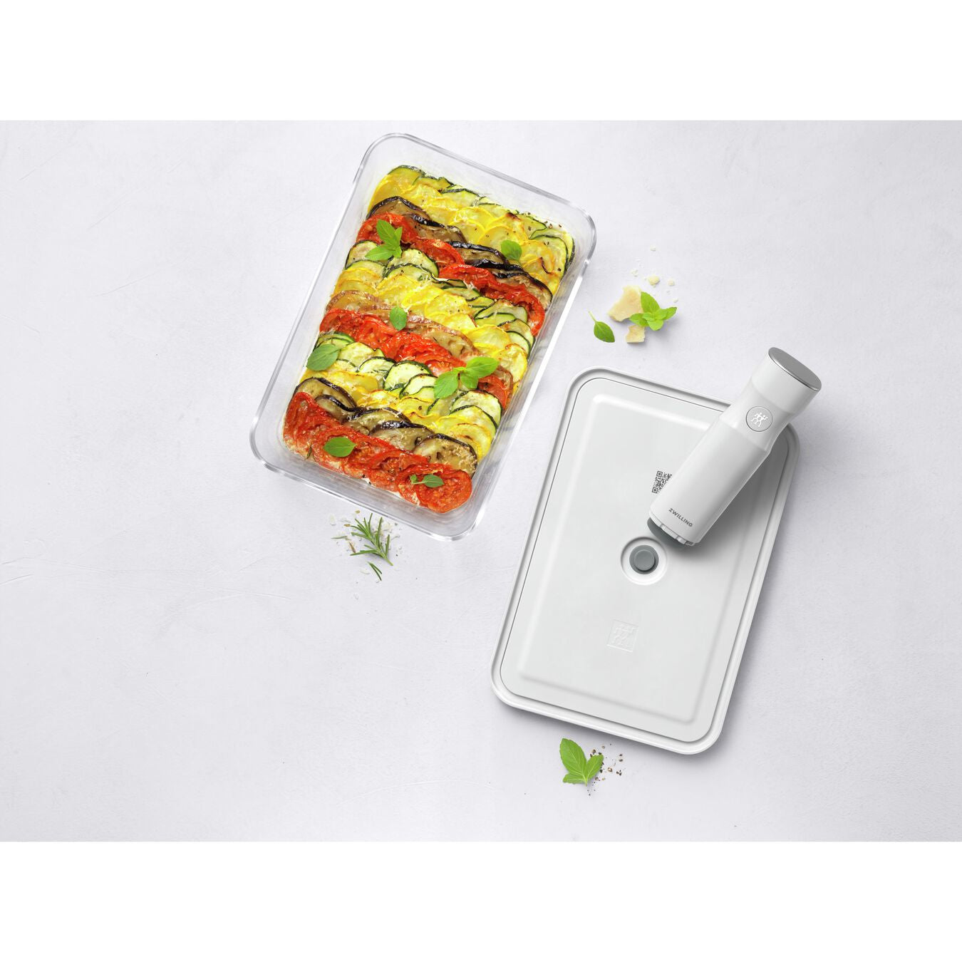 ZWILLING Vakuumbehälter Fresh & Save – 20 × 29,2 × 9,7 cm, 2,85 l – für Vakuumierer, Glas, Grau/Transparent