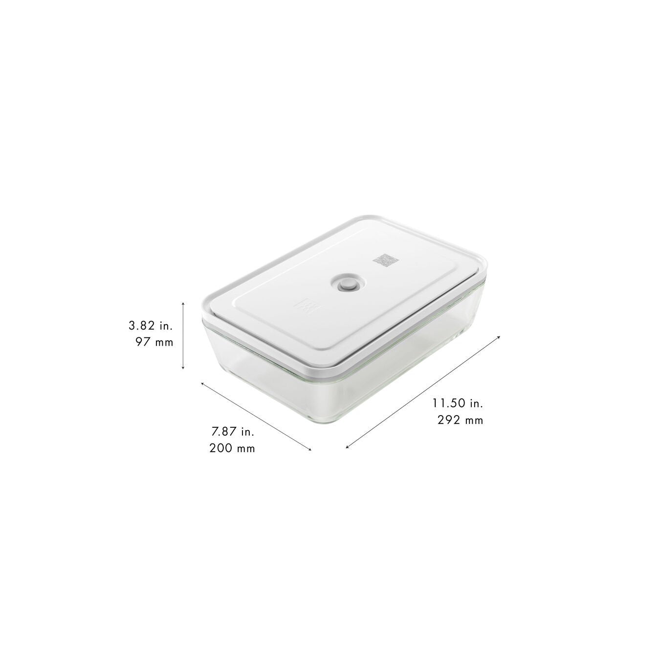 ZWILLING Vakuumbehälter Fresh & Save – 20 × 29,2 × 9,7 cm, 2,85 l – für Vakuumierer, Glas, Grau/Transparent