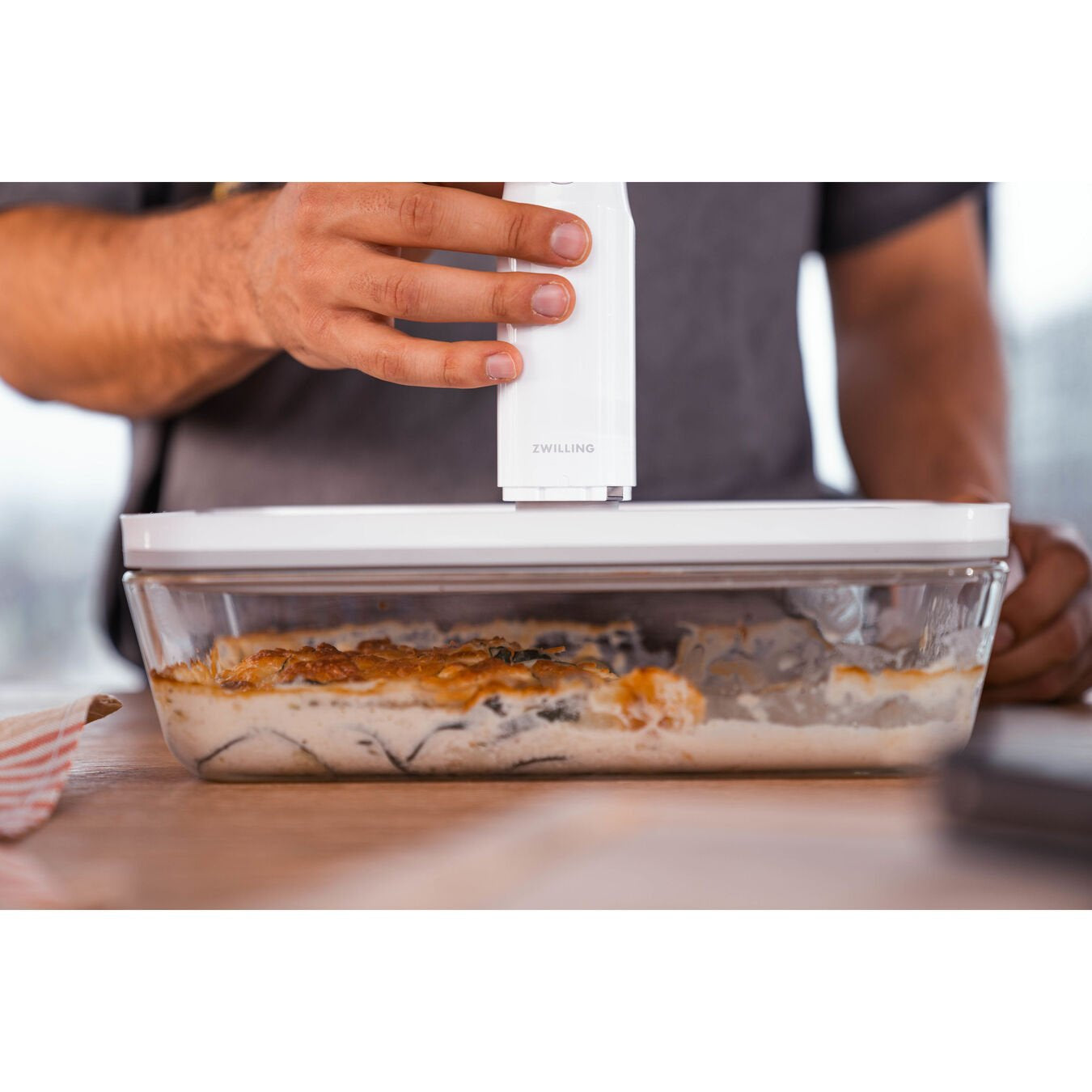 ZWILLING Vakuumbehälter Fresh & Save – 20 × 29,2 × 9,7 cm, 2,85 l – für Vakuumierer, Glas, Grau/Transparent