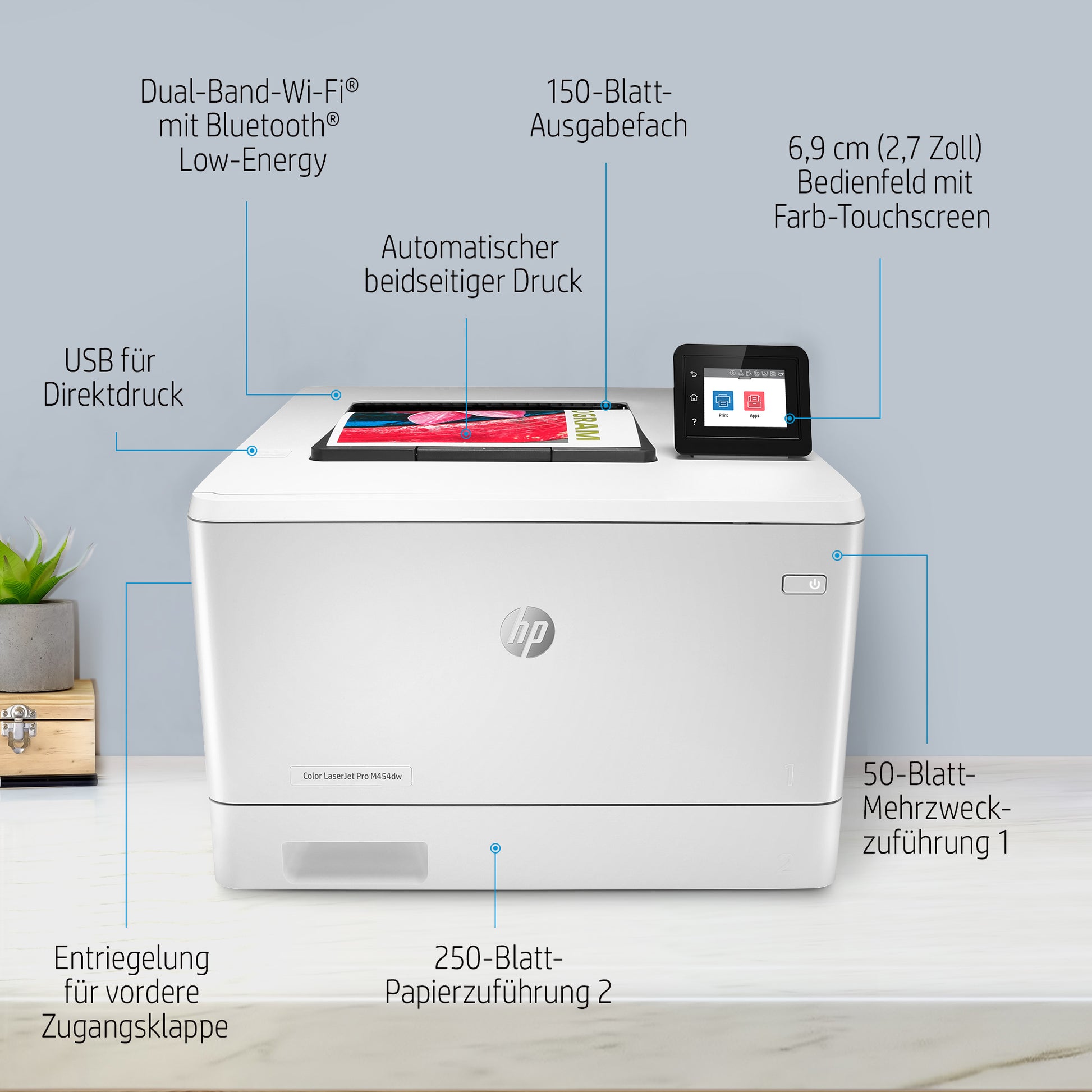 HP LaserJet Pro M454dw – Farbe, Duplex, USB