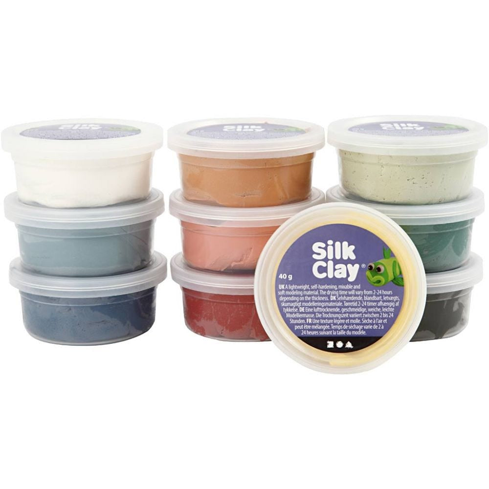 Creativ Company Silk Clay – Modelliermasse-Set (lufthärtend) – 10 × 40 g – Mehrfarbig
