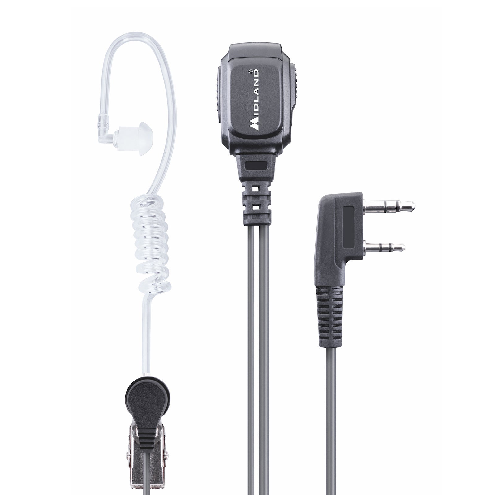 Midland MA 31LK C1497.01 – Headset, kabelgebunden, 3,5-mm-Anschluss, im Ohr, schwarz, transparent