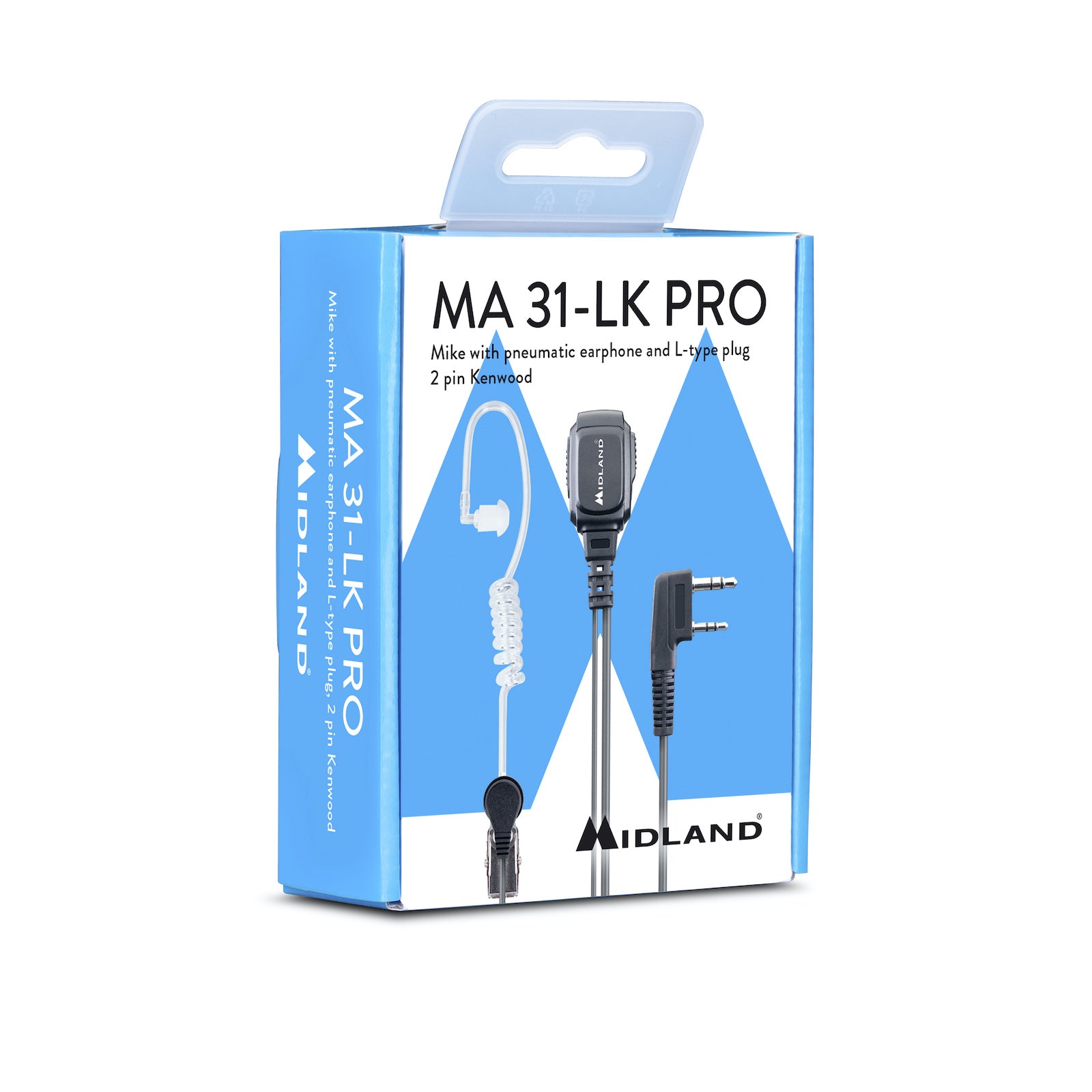 Midland MA 31LK C1497.01 – Headset, kabelgebunden, 3,5-mm-Anschluss, im Ohr, schwarz, transparent