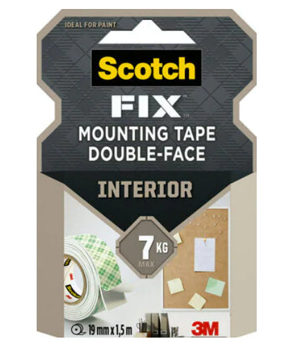 3M Montageband – 19 mm × 1,5 m, weiss, für z. B. Glas/Metall/Holz, Innen & Aussen