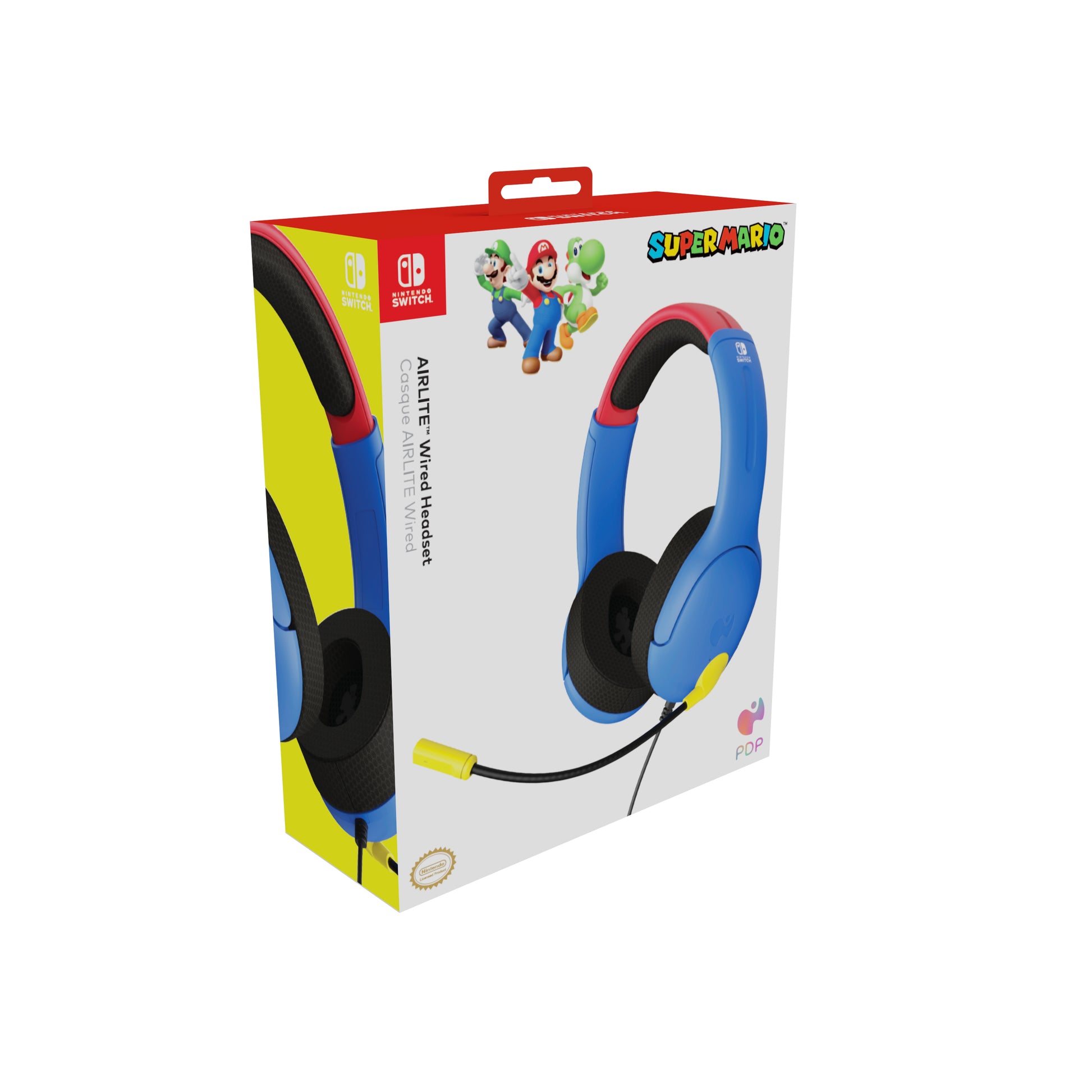 PDP Airlite Headset Mario NSW Wired – On-Ear Gaming-Headset – 3,5 mm – Rot/Blau