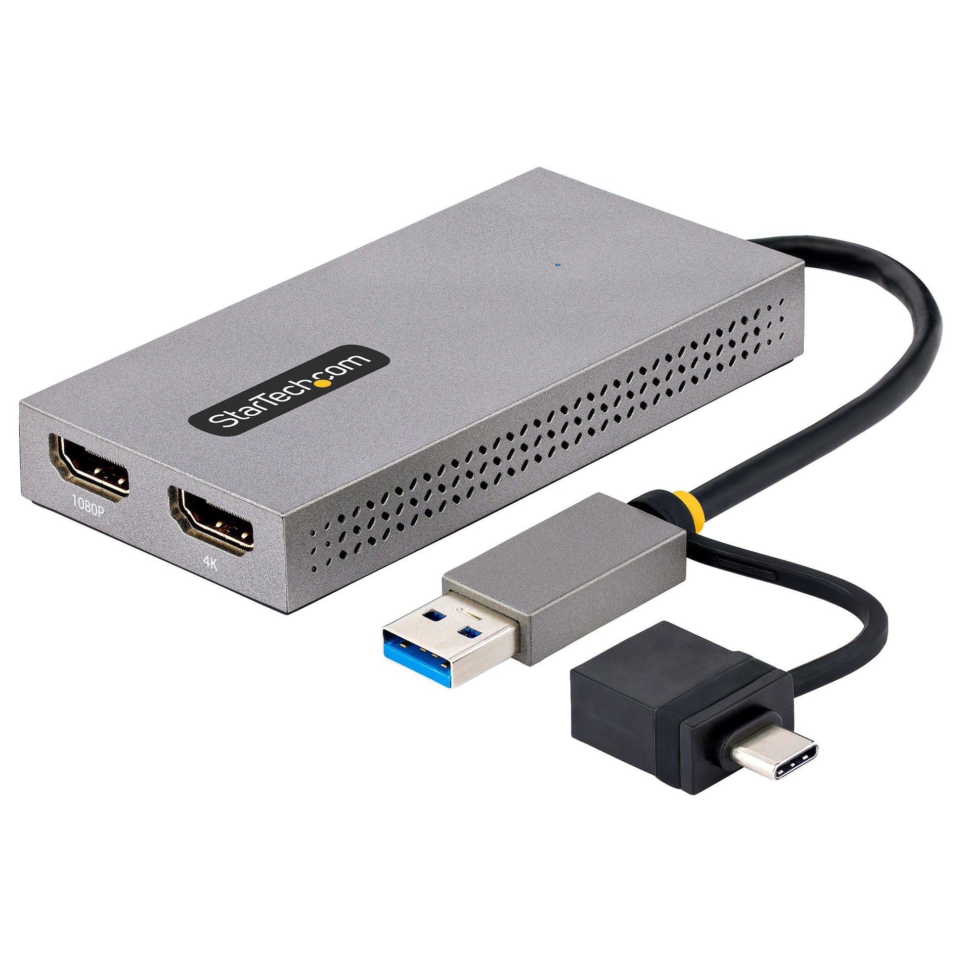 StarTech.com Dual-HDMI USB-A/USB-C Adapter – 4K (3840 × 2160) @ 30 Hz, 11 cm – für Windows, macOS, Chrome OS