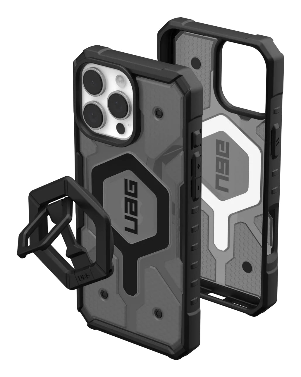 Urban Armor Gear UAG Pathfinder Backcover – für Apple iPhone 16 Pro Max, mit Ständer, TPU, Asche/Schwarz, bis 5,4 m Sturzsicher