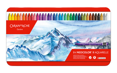 Caran d-Ache Caran d'Ache Neocolor Aquarellfarbstifte-Set – 84 Farben, Mine Ø 8,6 mm, Metallschachtel